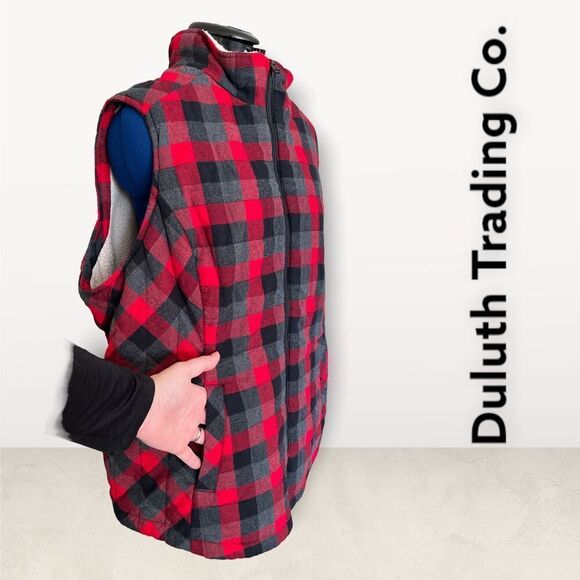 Duluth Trading Co. Red Check - Lined Vest Size 2XL - Picture 6 of 12